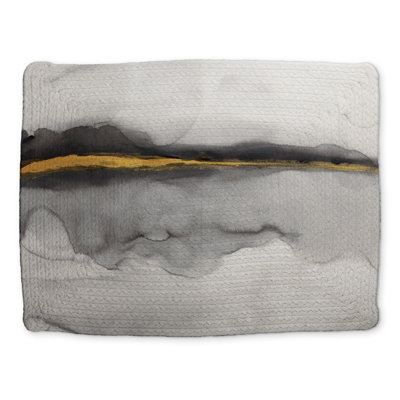 Gold Stripe Abstract White Braided Placemat | Home Decor