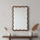 Miroir décoratif rectangulaire en bois massif ondulé pour chambre à coucher, salle de bain, salon, vestibule