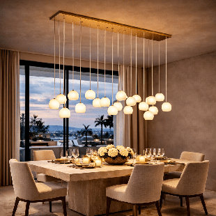Nivora Cluster Globe Linear Marble Chandelier