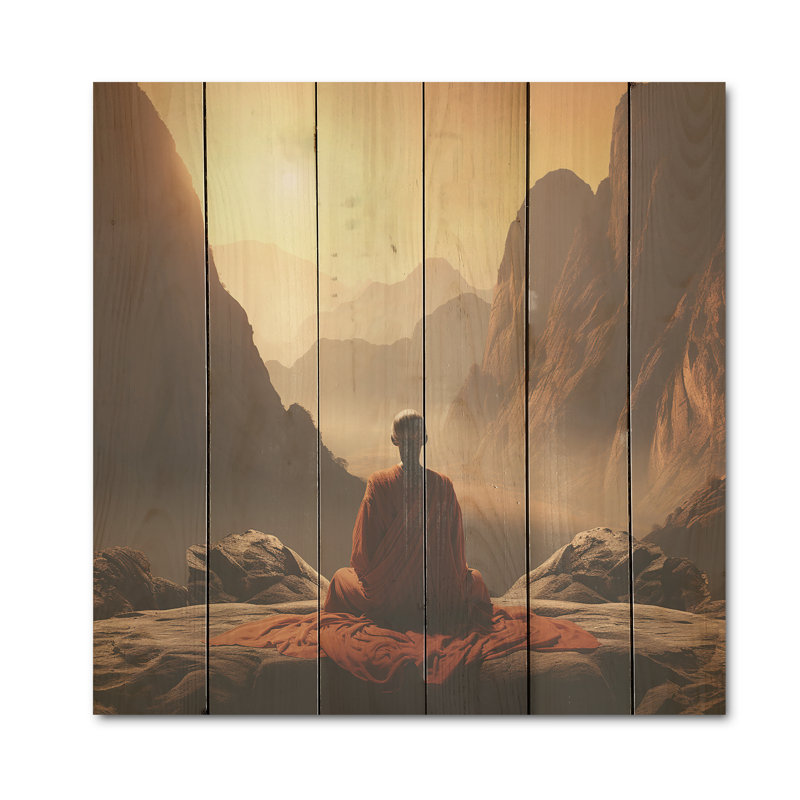 «Yoga Mountain Pose Horizon», art mural en bois de yoga sur bois de pin naturel, H 15 po x l 15 po