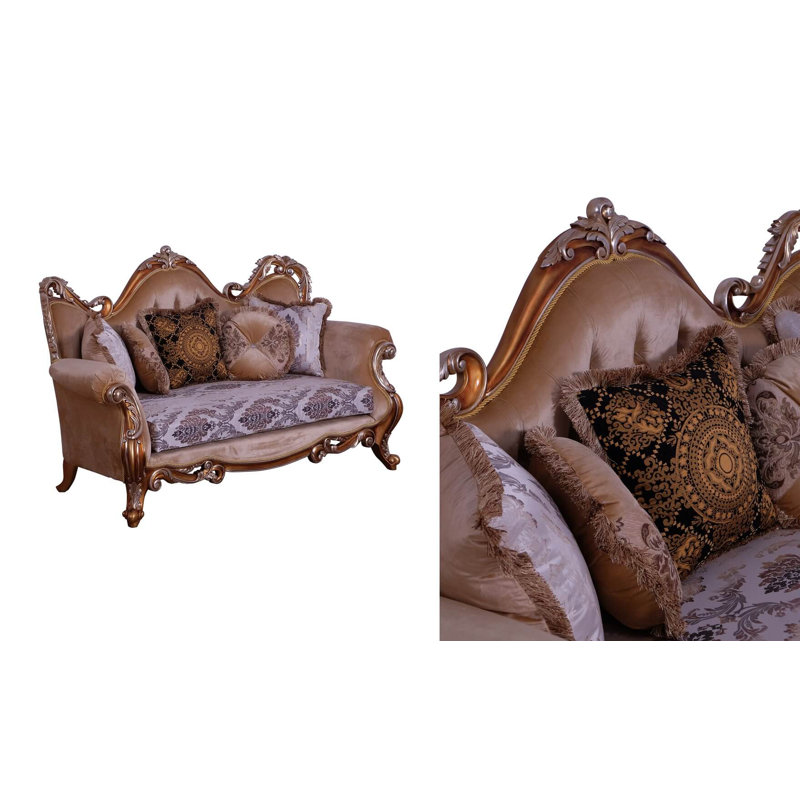 Tiziano Standard Sofa, Dark Merlot, Beige, Light Brown, 73"
