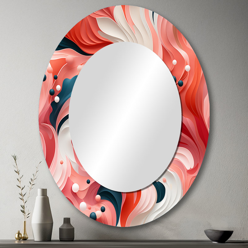Décor de miroir tropical Tropical Rendezvous - miroir ovale rose, H 43 po x l 33 po