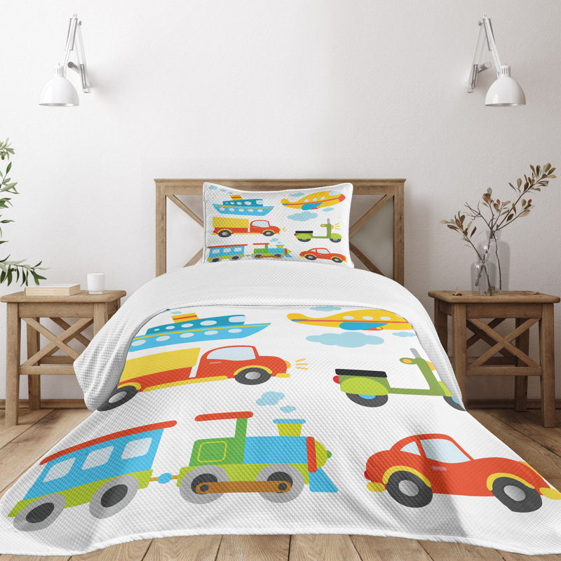 Multicolore Ambesonne, Couvre-lit simple et 1 taie décorative