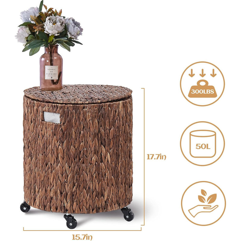 Rolling Laundry Hamper, Brown