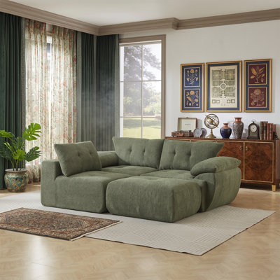 Canapé 115 po surdimensionné de 115 po, entièrement rembourré, en chenille, entièrement assemblé, avec une capacité de 750 lb et des coutures capitonnées pour le salon et le bureau