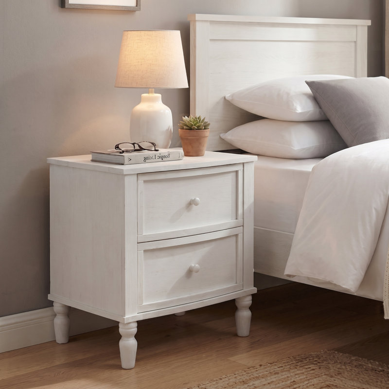 Tommy 18.9" W 2-Drawer Rubberwood Nightstand