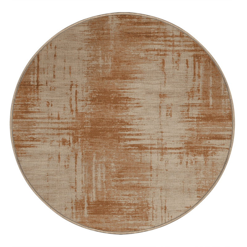 Tapis beige lavable à la machine, Rond 5 pi