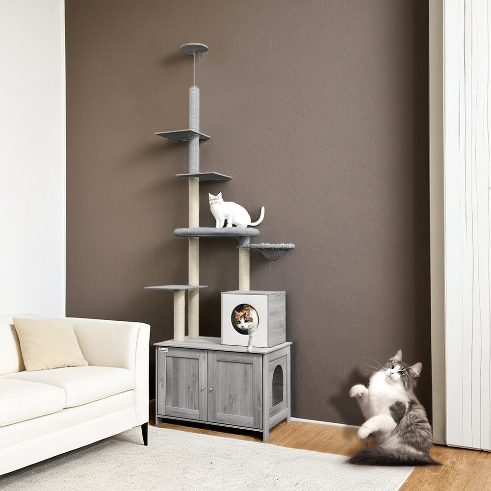 Tucker Murphy Pet™ Arbre à chat multifonctionnel avec bac à litière et ...
