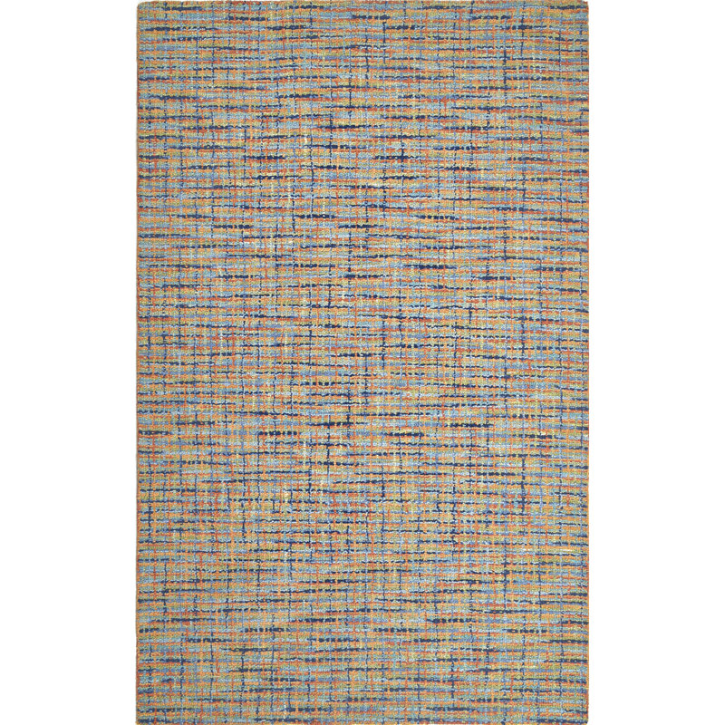 Tweedy Handmade Hand Tufted Wool Orange/Blue/Green Rug, Rectangle 5' x 8'