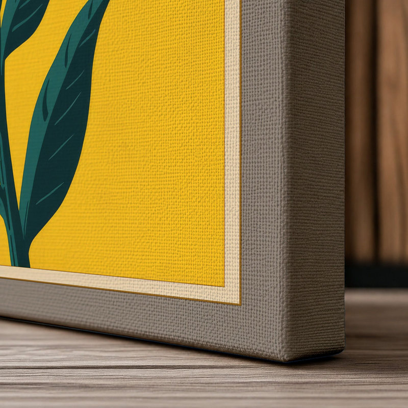 Double Bloom Botanical - Wrapped Canvas, 24x16 - 61.0 x 40.6 cm, Taupe Border
