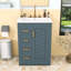 Meuble-lavabo compact de 24 pouces avec lavabo en céramique intégré et 3 tiroirs à fermeture en douceur-130183126