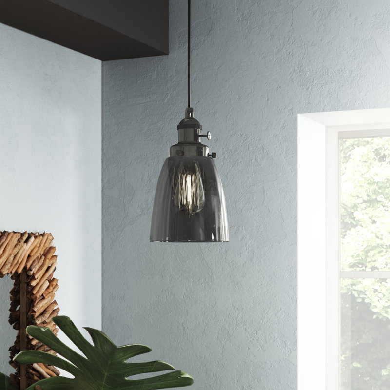 Arienne 1 - Light Bell Pendant, Black/Smoked Grey