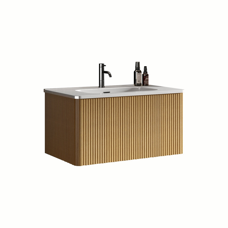 Meuble-lavabo mural rayé 30 po, Chêne
