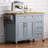 52'' Kitchen Island In Blue Grey With Drop Leaf. Ample Storage Consisting Of 2 Doors, 5 Drawers, Towel Rack And Spice Rack. Adjustable Shelf. Mobile On Wheels Lockable Option. Oak Veneer. Classic-2081576113