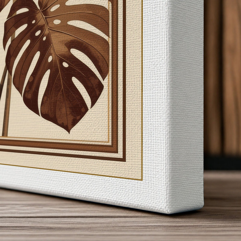 Monstera Triptych Botanical - Wrapped Canvas, 36x24 - 91.4 x 61.0 cm, White Border