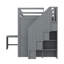 Lit mezzanine double avec garde-robe, bureau et tablettes-678033061