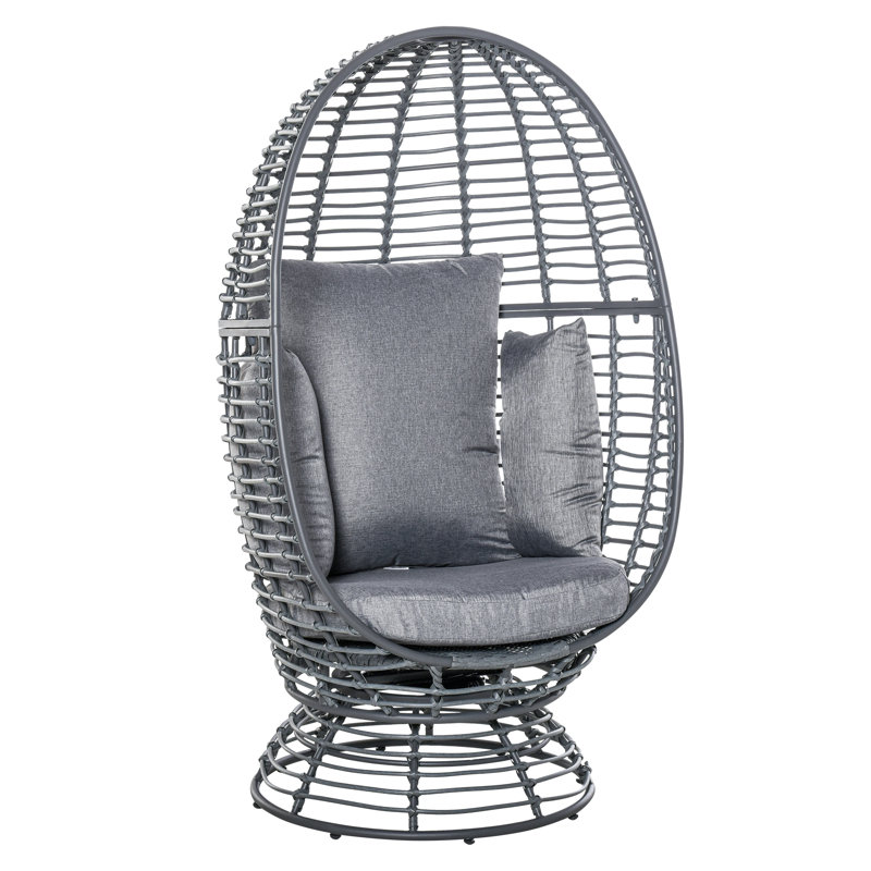 Dernier Swivel Steel Outdoor Lounge Chair, Gray