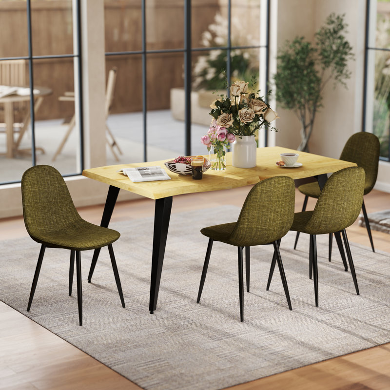 Delfinia Upholstered Side Chairs, Fabric Lime Green, Black