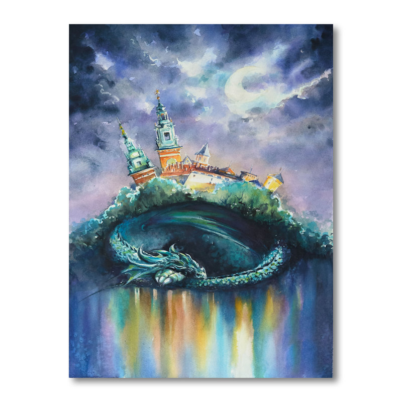 Fantasy City, art mural pour enfants, H 40 po x l 30 po x P 1,5 po, Toile tendue