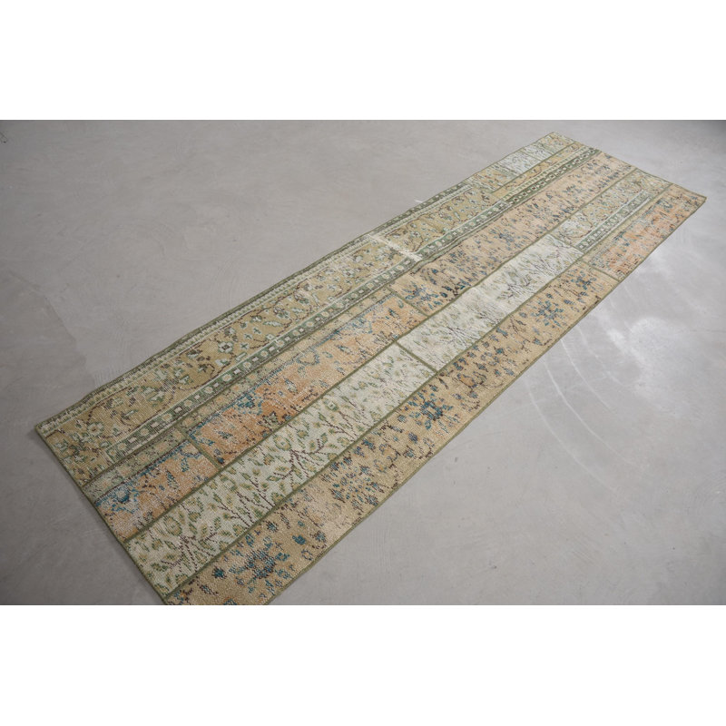 Classic Wool Patchwork Runner, 32.7x107.5 Inch Beige Rug