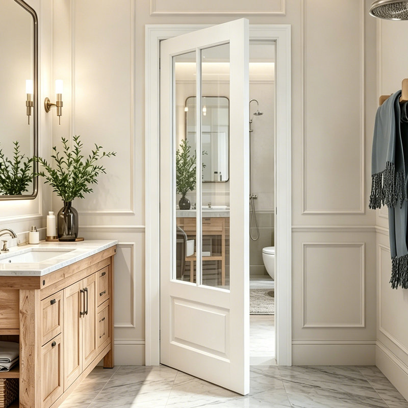 Portes intérieures rehaussant la lumière - deux panneaux de miroir double pleine longueur, conception peu encombrante pour les maisons modernes, touche élégante pour la salle de bain ou le placard de la chambre à coucher (aucune quincaillerie incluse