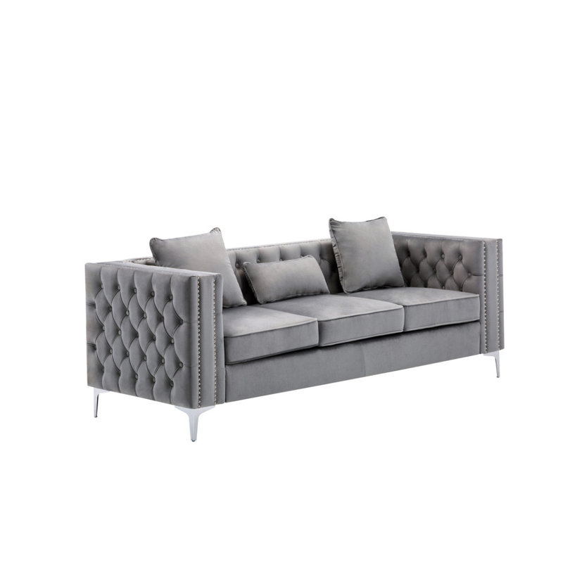 Ensemble de canapé-lit en velours gris Lorreto