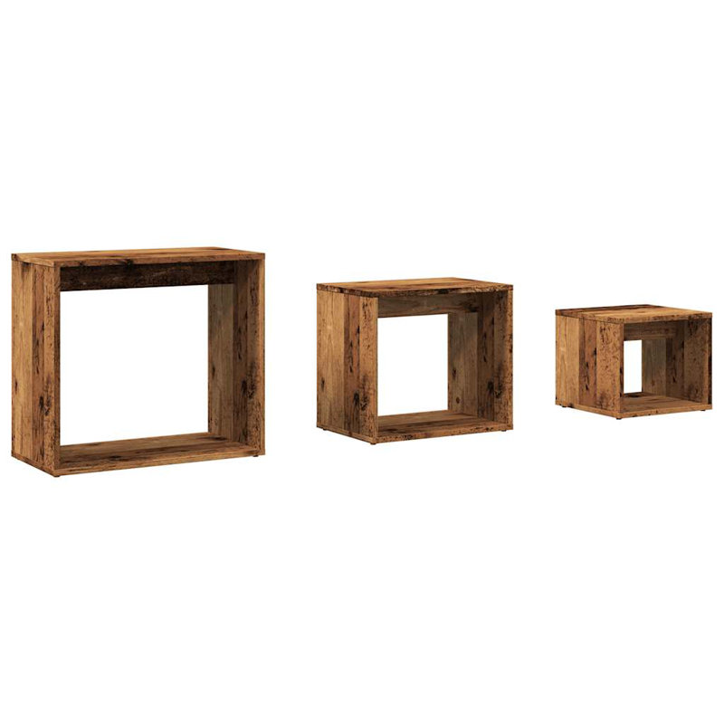 Glynna Floor Shelf Nesting Tables, Old Wood, Old Wood