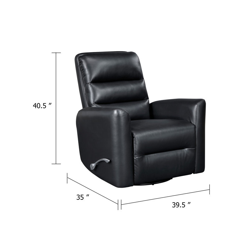 Fauteuil inclinable et pivotant manuel Demy, coussins en similicuir noir, Noir