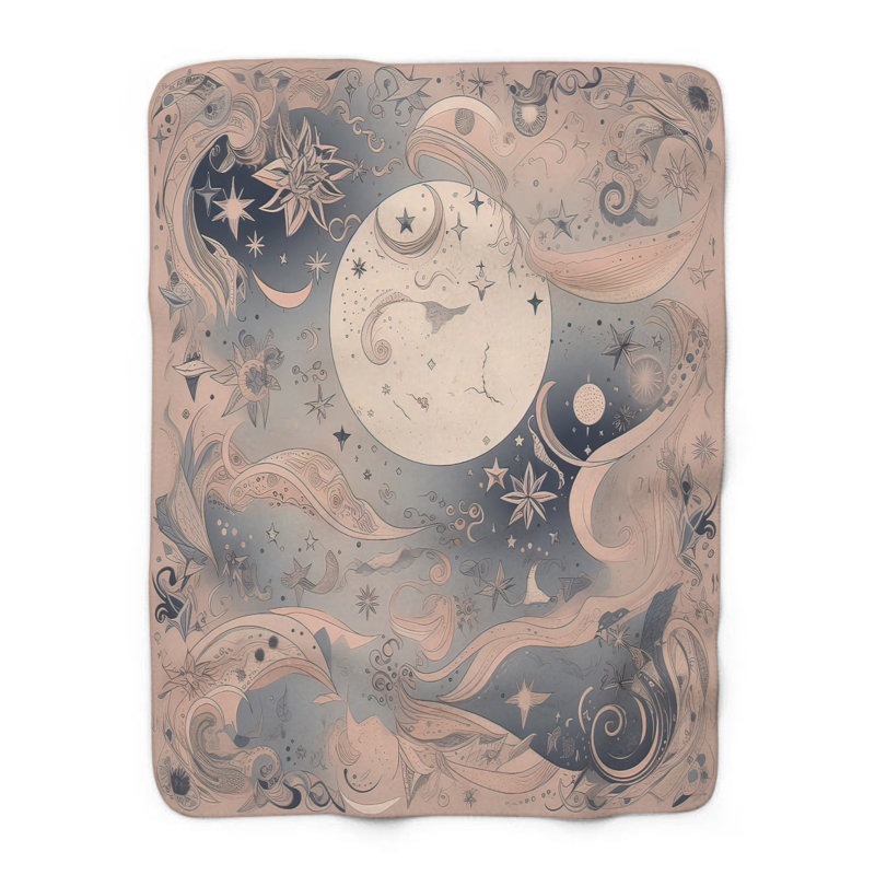 Astral Starry Night Dreams - 1 pièce Sherpa Premium - reproduction d'art luxueuse, Grand lit