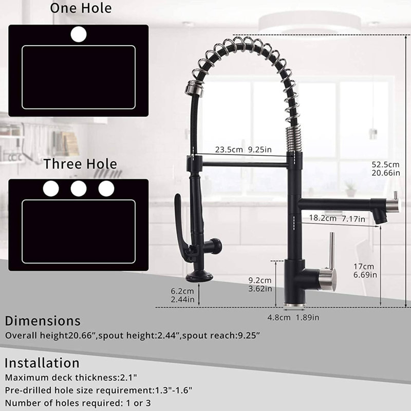 AWZTOO Pull Down Kitchen Faucet, Matte Black/Brushed Nickel