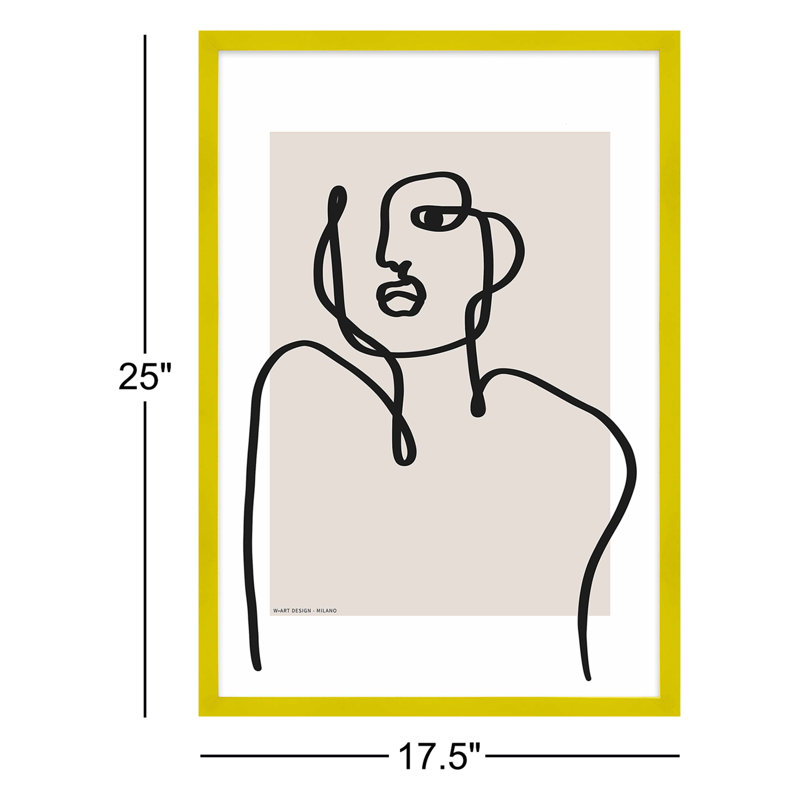 Figure And Form 1 Print by Romina Gadler, Yellow Framed Paper, 25" H x 17.5" W x 1.25" D