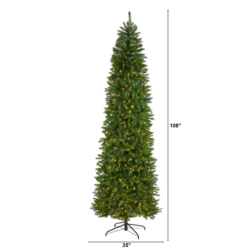 Lighted Artificial Pine Christmas Tree, 9' H