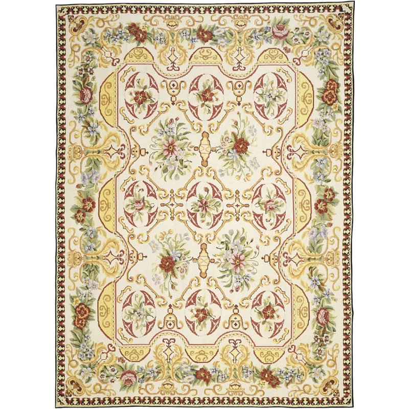 Needlepoint Azm Wool Oriental Area Rug, Rectangle 3'1" x 5'1"