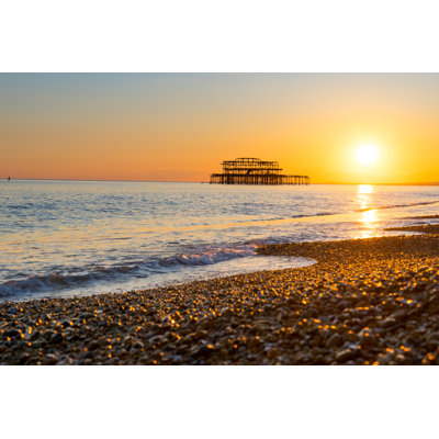 Brighton Pier and Beach 1 Piece Wrapped Canvas Wall Art