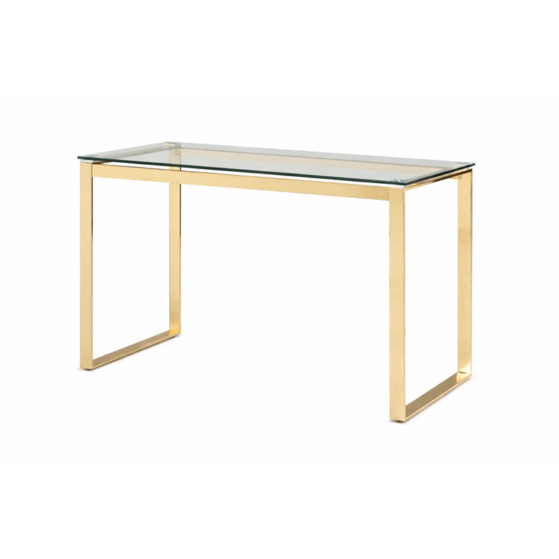 Bureau en verre avec pieds en métal doré