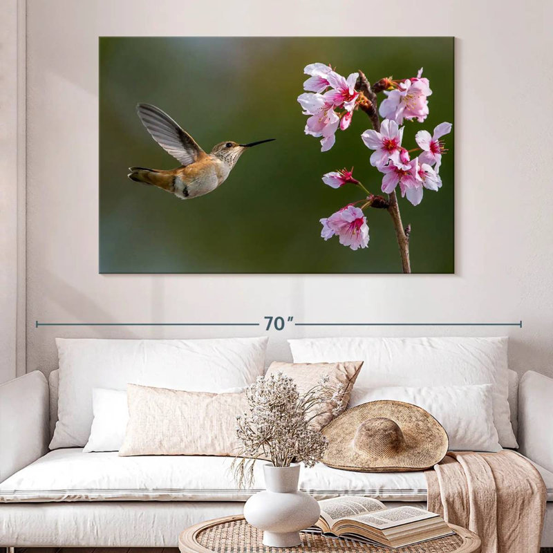 Colibri fleur de cerisier Brampt, H 34 po x l 51 po