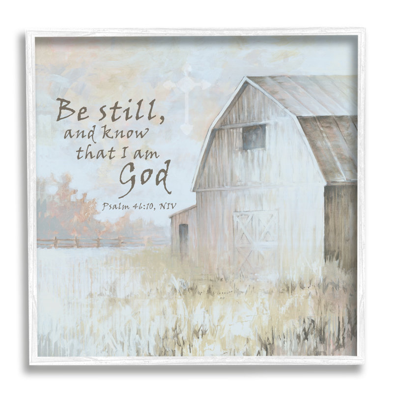 White Framed Religious Psalm Verse Canvas Print, 12 x 12