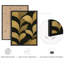 Reproduction d'art encadrée de feuilles abstraites dorées et noires, conception moderne inspirée de la nature pour une décoration intérieure contemporaine-115706620-115706623