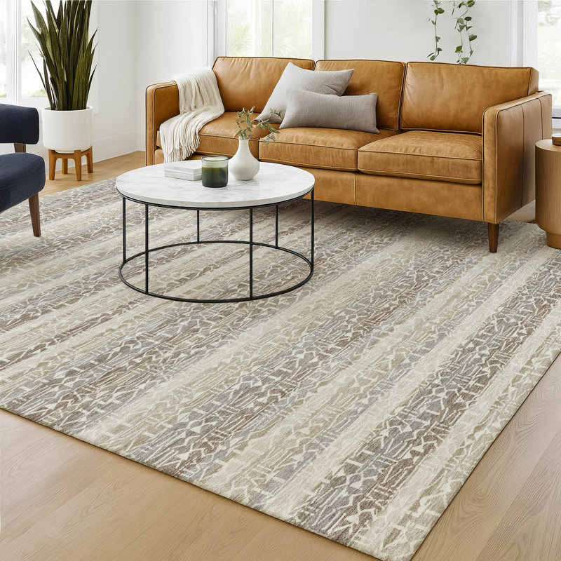 Tapis intérieur / extérieur lavable à la machine Chantille ACN2855, Beige, 8 pi x 10 pi