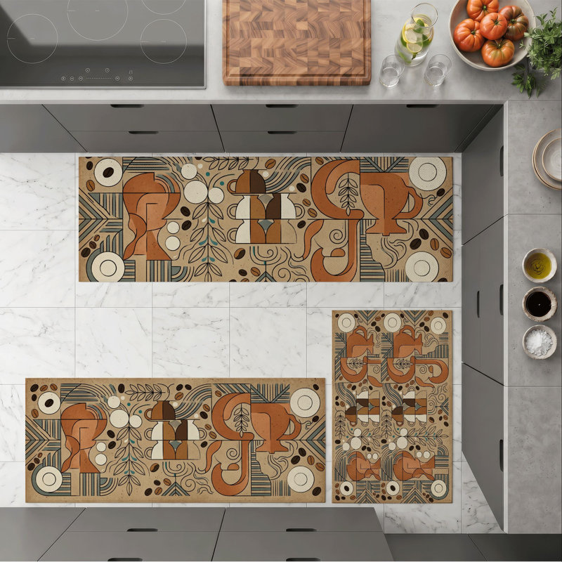 Art Deco Non-Slip Washable Kitchen Mats