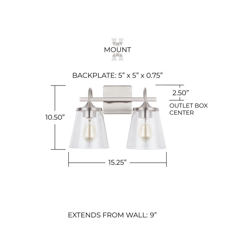 Éclairage pour meuble-lavabo à intensité variable Esley, 2, Nickel brossé