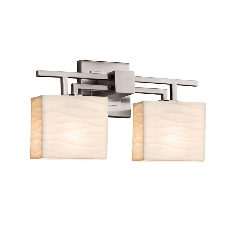 Éclairage pour meuble-lavabo à 2 lumières en nickel brossé à intensité variable Alidis, Incandescent
