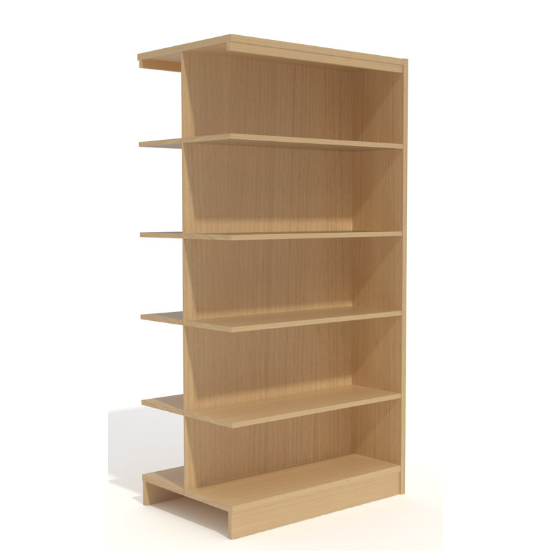 Bibliothèque standard Zaeya, (Cinq tablettes) H 72 po x l 36 po x P 24 po, Chêne naturel