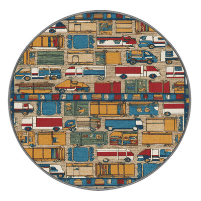 Machine Washable Transportation Gray Area Rug