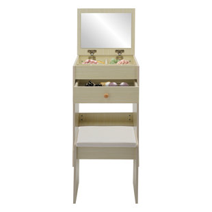 Table de coiffeuse avec miroir et tabouret