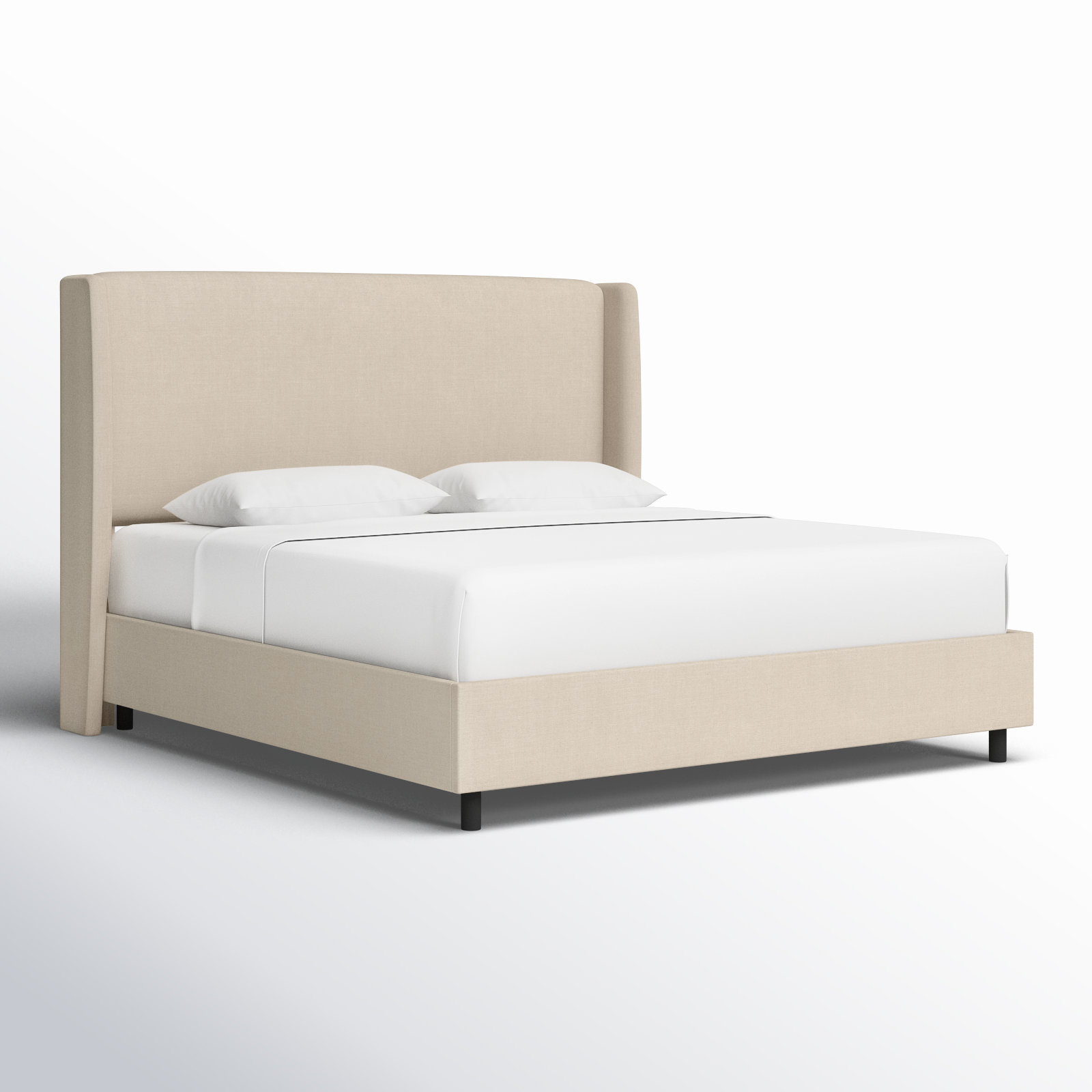 Tilly Linen Upholstered Wingback Bed, California King, Classic Linen Linen
