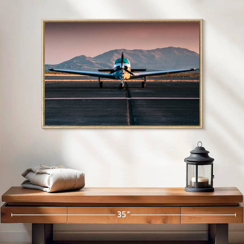 Private Aeroplane, Floating Frame Natural Wood, 25" X 17"