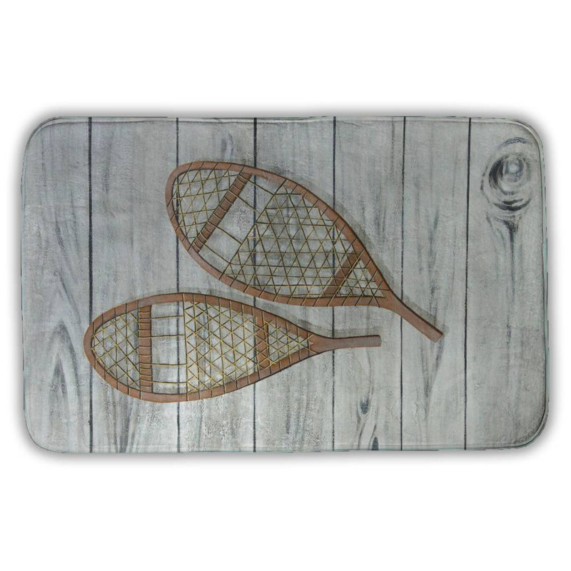 Snowshoes Bath Mat with Non-Slip Backing - Quick Dry Memory Foam Bathroom Rug - Absorbent - Modern Plush Spa-Style - Machine Washable