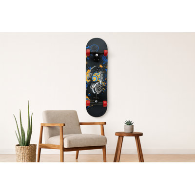 Skateboard with Headphone Design Decko-Board Wall Art - 8" x 31"
