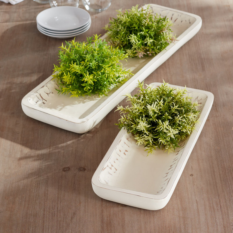 Luissa Solid Wood Tray - Set of 2, White